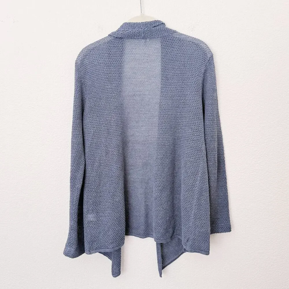 [J. Jill] Pure Jill Blue Gray Linen Blend Open Front Cardigan Sweater Sz Medium